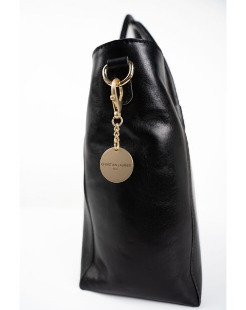 Sac à main en cuir Aurora noir - 39x27x13 cm