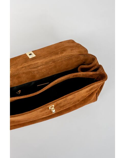 Sac porte épaule en cuir Ami camel - 32x21x13 cm