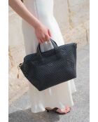 Sac à main en cuir Capri noir - 42x24x14,5 cm