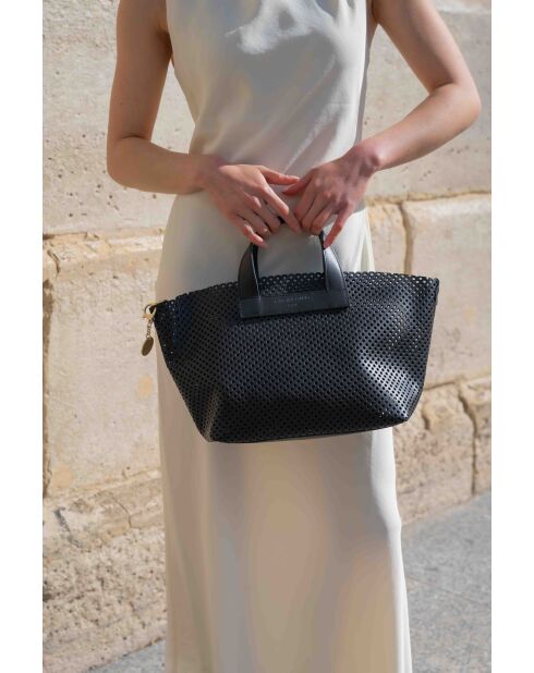 Sac à main en cuir Capri noir - 42x24x14,5 cm