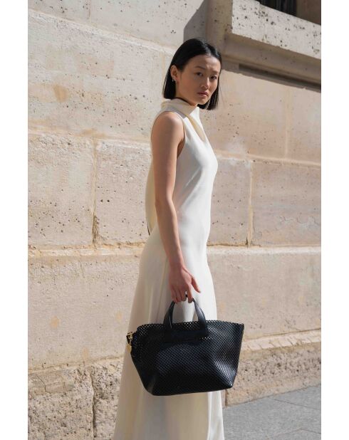Sac à main en cuir Capri noir - 42x24x14,5 cm