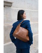 Sac porte épaule en cuir Orient camel - 38,5x34x13 cm