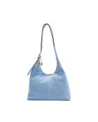 Himmelblaue Sierra Schultertasche aus Leder - 37x22x14 cm