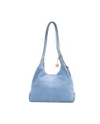 Himmelblaue Sierra Schultertasche aus Leder - 37x22x14 cm