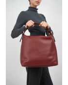 Sac porte épaule en cuir Orient bordeaux - 38,5x34x13 cm