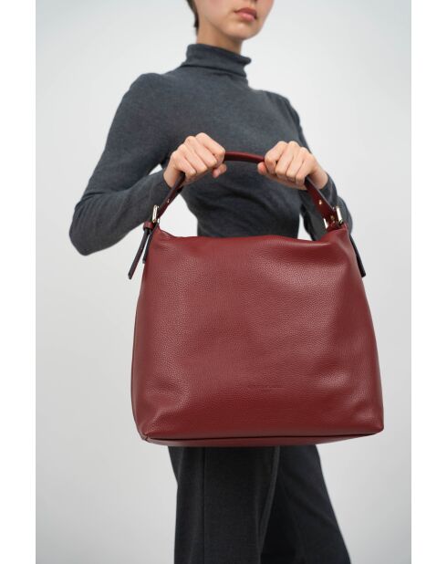 Sac porte épaule en cuir Orient bordeaux - 38,5x34x13 cm