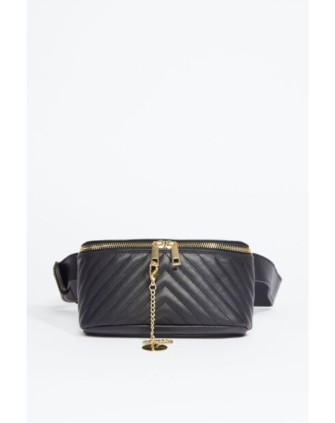 Bolso tipo banana de piel negra Manel - 25x10x6 cm
