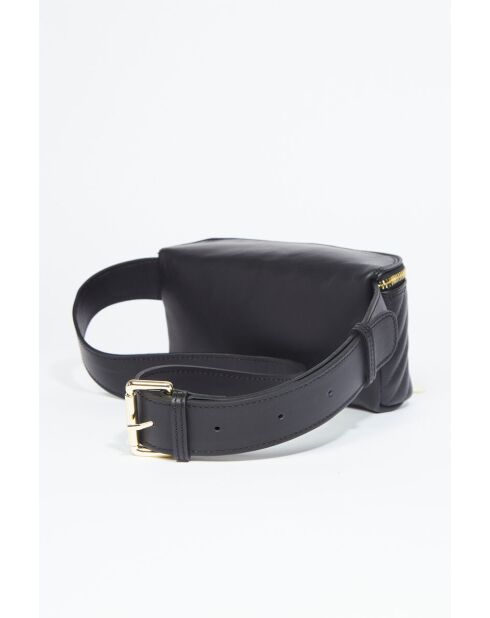 Bolso tipo banana de piel negra Manel - 25x10x6 cm