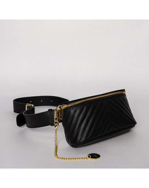 Bolso tipo banana de piel negra Manel - 25x10x6 cm