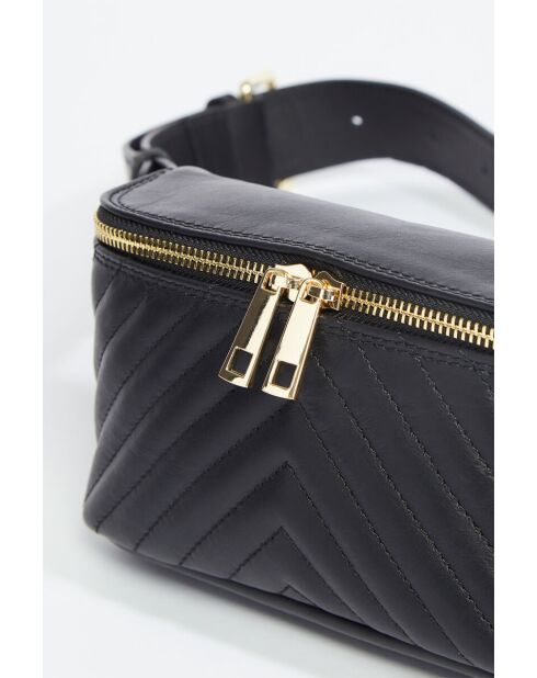 Bolso tipo banana de piel negra Manel - 25x10x6 cm