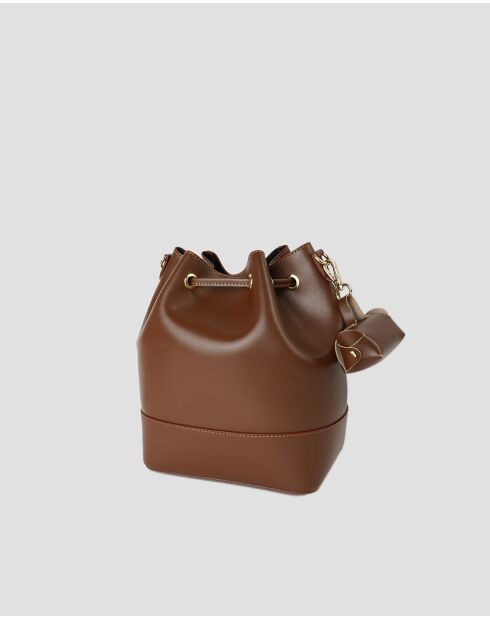 Bolso con sello de piel marrón Liora - 30x27x15 cm