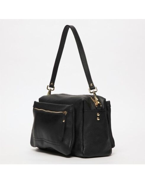 Bandolera Layla de piel negra - 30x18x11,5 cm