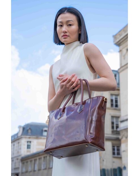 Sac à main en cuir Aurora marron - 39x27x13 cm