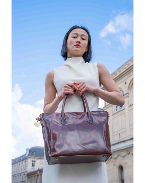 Sac à main en cuir Aurora marron - 39x27x13 cm