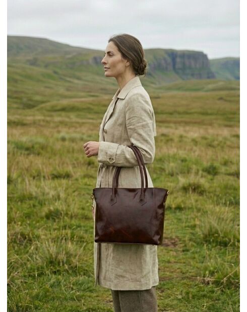 Sac à main en cuir Aurora marron - 39x27x13 cm
