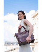 Sac à main en cuir Aurora marron - 39x27x13 cm
