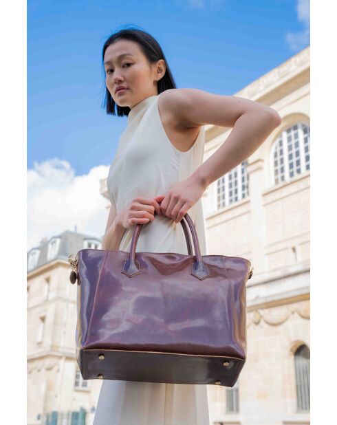 Sac à main en cuir Aurora marron - 39x27x13 cm