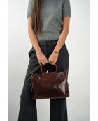 Sac à main en cuir Savannah marron - 33x22x13 cm