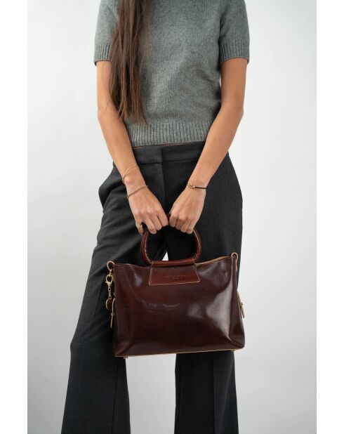 Sac à main en cuir Savannah marron - 33x22x13 cm