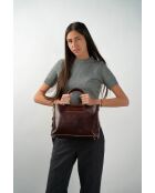 Sac à main en cuir Savannah marron - 33x22x13 cm
