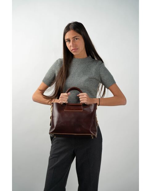 Sac à main en cuir Savannah marron - 33x22x13 cm