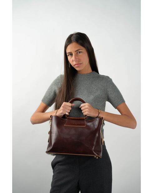 Sac à main en cuir Savannah marron - 33x22x13 cm