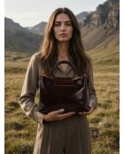 Sac à main en cuir Savannah marron - 33x22x13 cm