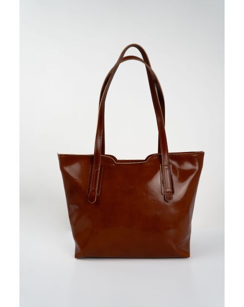 Eden Tragetasche aus kamelfarbenem Leder - 38x23x15 cm