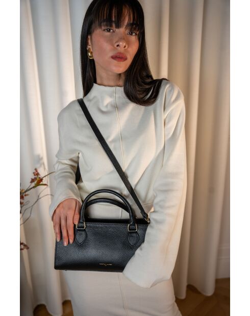 Sac à main en cuir Alexine noir - 29,5x14,5x7 cm