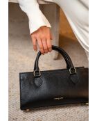 Sac à main en cuir Alexine noir - 29,5x14,5x7 cm