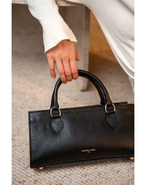 Sac à main en cuir Alexine noir - 29,5x14,5x7 cm