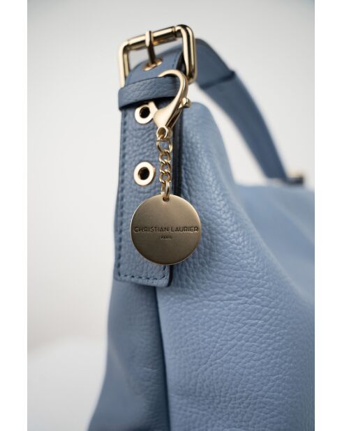 Sac à main en cuir Orient bleu ciel - 38,5x34x13 cm