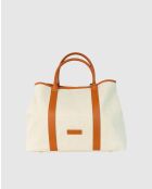 Diana Tragetasche aus Canvas-Leder, 45 x 38,5 x 16 cm, kamelfarben