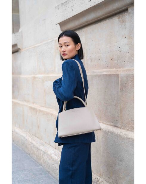 Sac à main en cuir Horizon gris clair - 26x21x10 cm