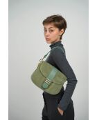Sac à bandoulière en cuir Noche vert menthe - 25x21x7 cm