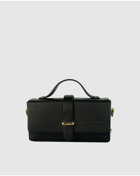 Sac à main en cuir Claude noir - 19x10x5 cm