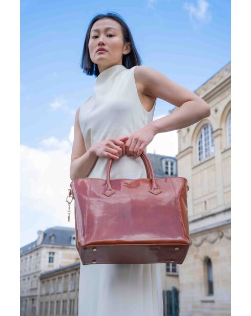 Sac à main en cuir Aurora camel - 39x27x13 cm