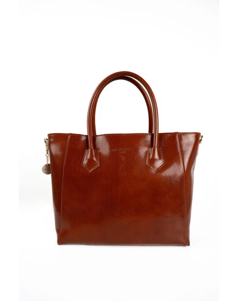 Sac à main en cuir Aurora camel - 39x27x13 cm