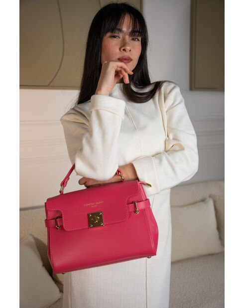 Sac à main en cuir Swang fushia - 28x20x11 cm