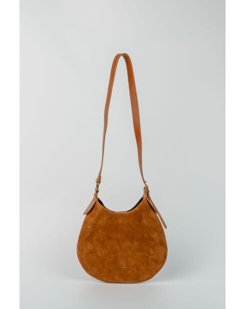 Bandolera Mika de piel camel - 26x21x2 cm