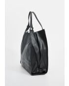 Maxi Agathe Tragetasche aus schwarzem Leder - 38,5 x 37 x 10 cm