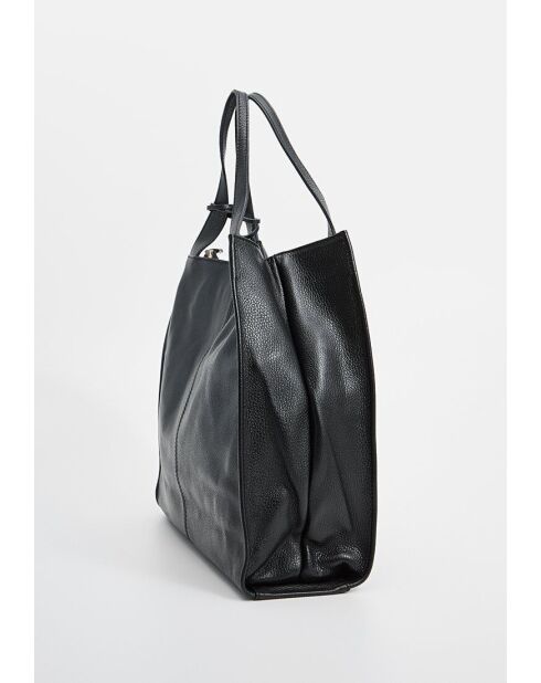 Maxi Agathe Tragetasche aus schwarzem Leder - 38,5 x 37 x 10 cm