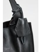 Maxi Agathe Tragetasche aus schwarzem Leder - 38,5 x 37 x 10 cm