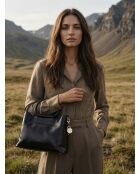 Sac à main en cuir Savannah noir - 33x22x13 cm