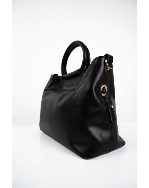 Sac à main en cuir Savannah noir - 33x22x13 cm