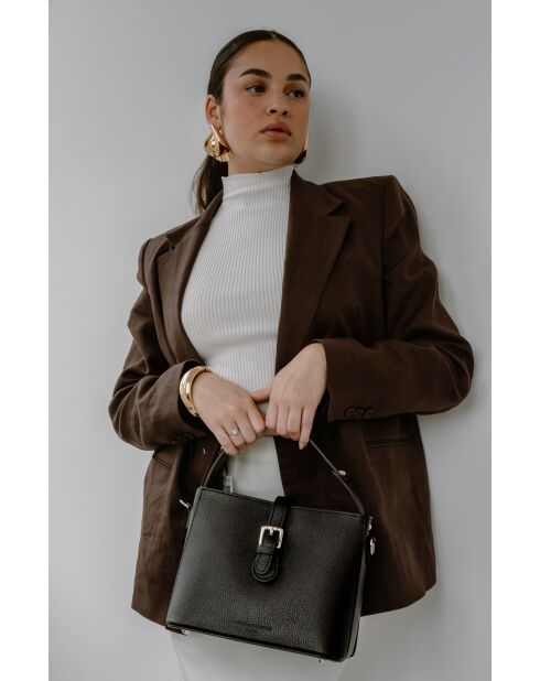 Sac à main en cuir Erya noir - 27x19x13,5 cm