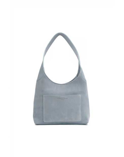 Calma himmelblaue Schultertasche aus Leder - 26x31x5 cm