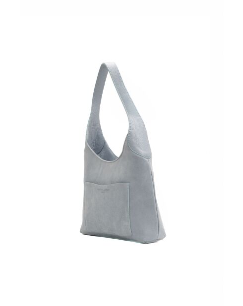 Calma himmelblaue Schultertasche aus Leder - 26x31x5 cm