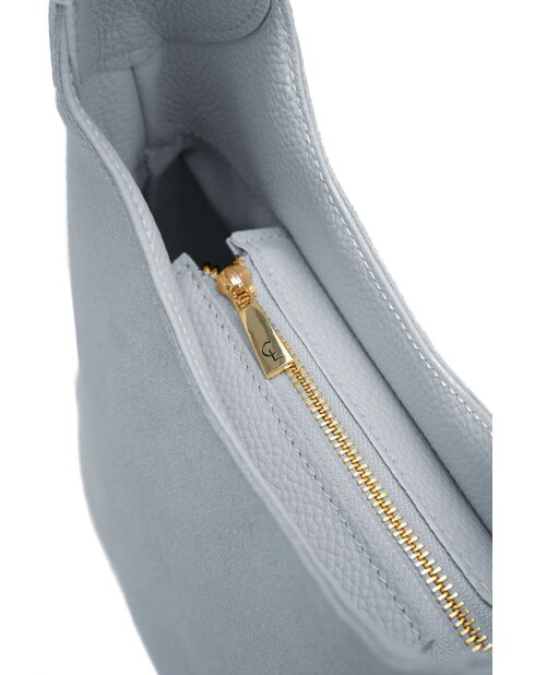 Calma himmelblaue Schultertasche aus Leder - 26x31x5 cm