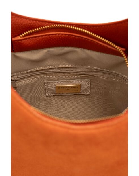 Sac porte épaule en cuir Calma orange - 26x31x5 cm